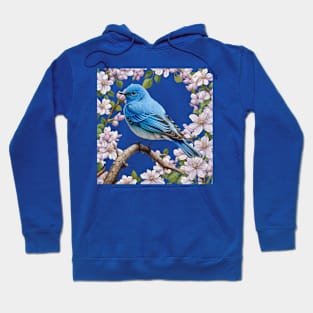 The Mountain Bluebird With Syringa Flower Border Hoodie